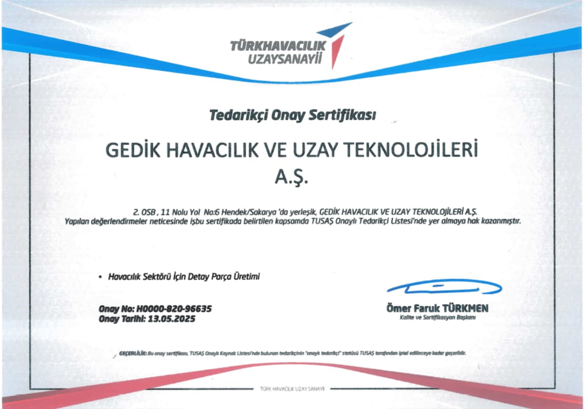 TUSAŞ Tedarikçi Onayı